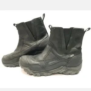 Merrell Polarand Rove Boots Men\'s Size 9.5 Waterproof Black Pull On Leather Boot Merrell Polarand Rove Zip Waterproof SKU:8550232 - YouTube main image 3